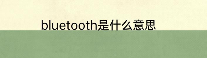 bluetooth是什么意思