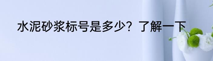 水泥砂浆标号是多少？了解一下