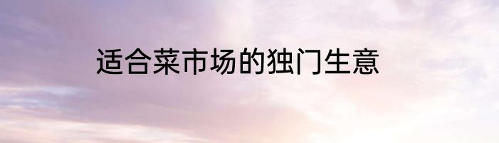 适合菜市场的独门生意
