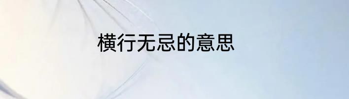 横行无忌的意思
