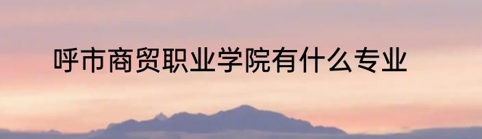 呼市商贸职业学院有什么专业