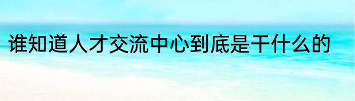 谁知道人才交流中心到底是干什么的