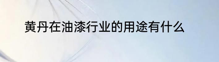 黄丹在油漆行业的用途有什么