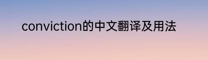 conviction的中文翻译及用法