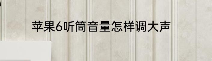 苹果6听筒音量怎样调大声