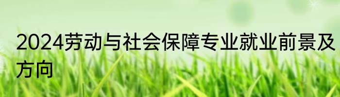 2024劳动与社会保障专业就业前景及方向