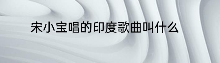 宋小宝唱的印度歌曲叫什么