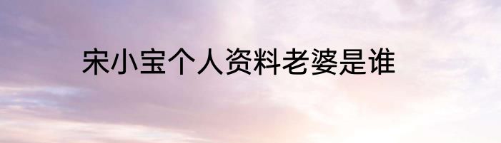 宋小宝个人资料老婆是谁