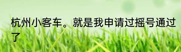 杭州小客车。就是我申请过摇号通过了