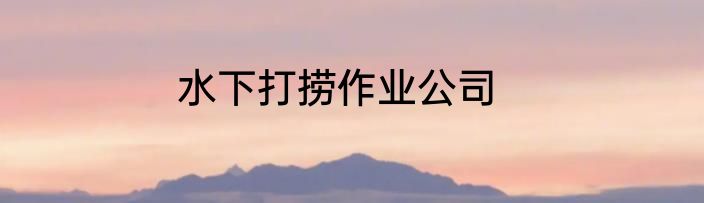 水下打捞作业公司