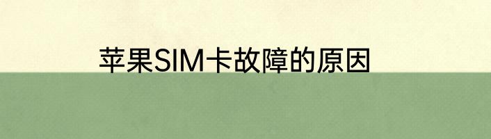苹果SIM卡故障的原因