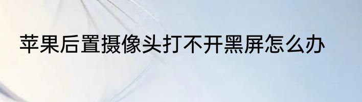 苹果后置摄像头打不开黑屏怎么办
