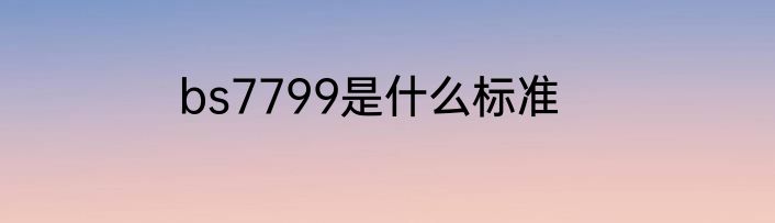 bs7799是什么标准