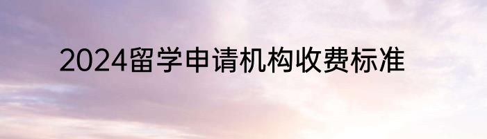 2024留学申请机构收费标准