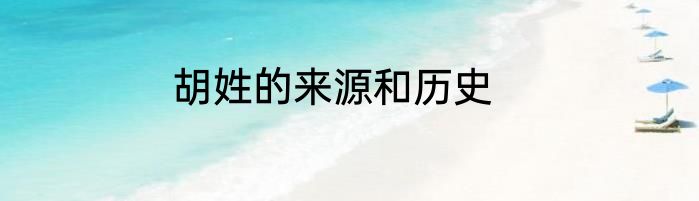 胡姓的来源和历史