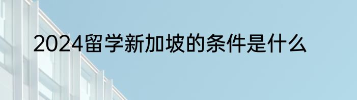 2024留学新加坡的条件是什么