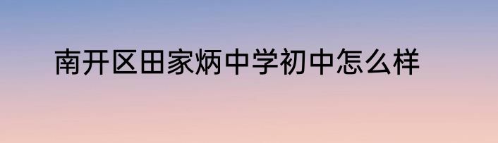 南开区田家炳中学初中怎么样