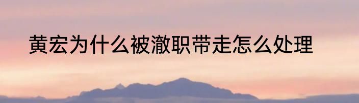 黄宏为什么被澈职带走怎么处理