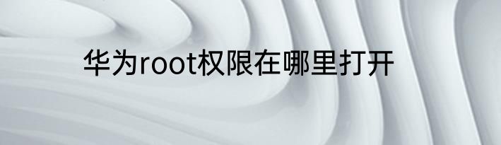 华为root权限在哪里打开