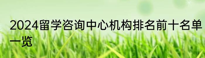 2024留学咨询中心机构排名前十名单一览