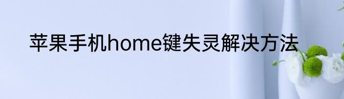 苹果手机home键失灵解决方法