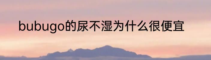 bubugo的尿不湿为什么很便宜