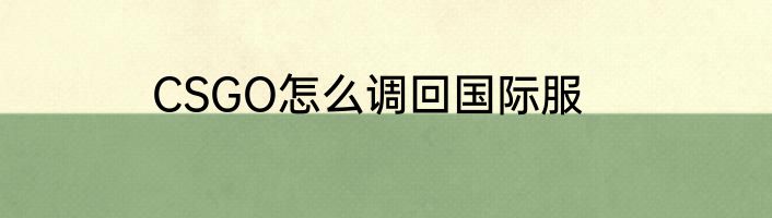 CSGO怎么调回国际服