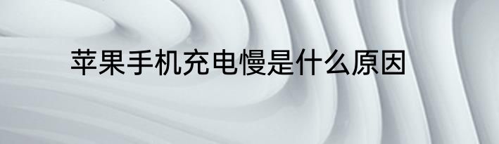 苹果手机充电慢是什么原因