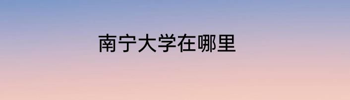 南宁大学在哪里