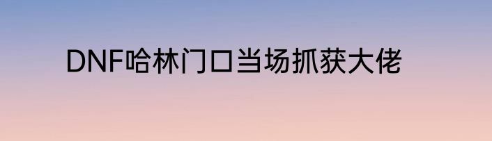 DNF哈林门口当场抓获大佬