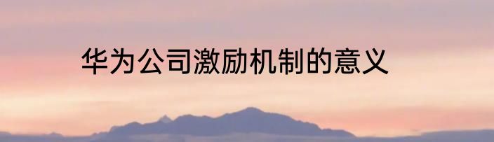 华为公司激励机制的意义