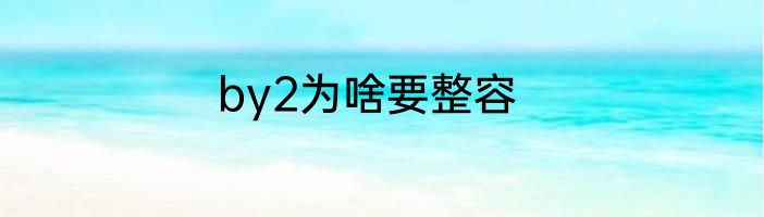 by2为啥要整容