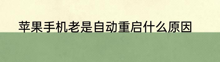 苹果手机老是自动重启什么原因