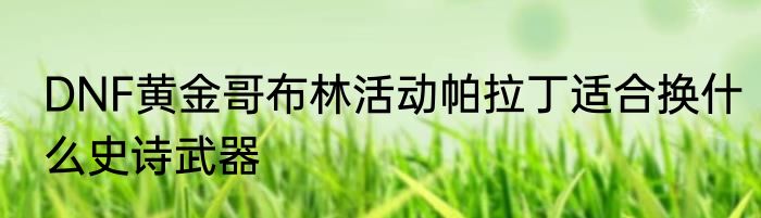DNF黄金哥布林活动帕拉丁适合换什么史诗武器