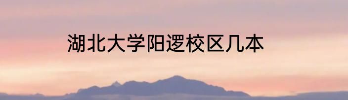 湖北大学阳逻校区几本