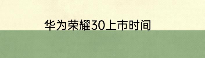华为荣耀30上市时间
