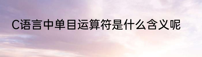 C语言中单目运算符是什么含义呢