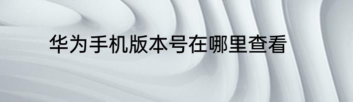 华为手机版本号在哪里查看