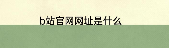 b站官网网址是什么