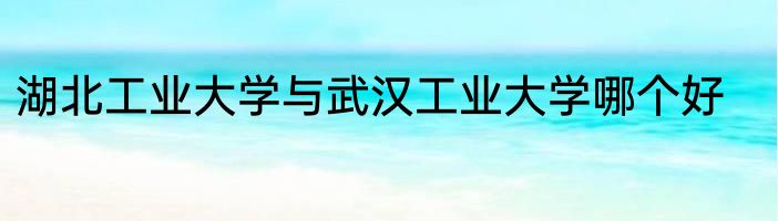 湖北工业大学与武汉工业大学哪个好