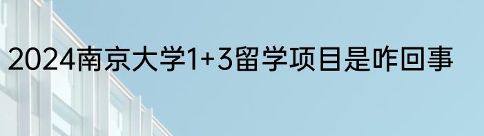 2024南京大学1+3留学项目是咋回事
