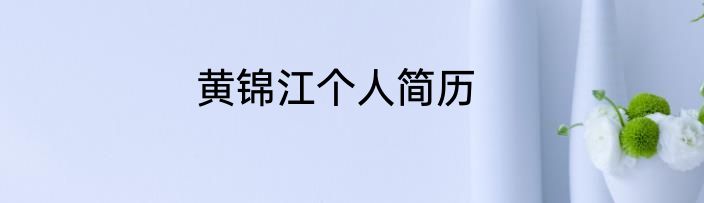 黄锦江个人简历