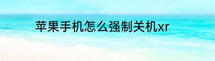 苹果手机怎么强制关机xr