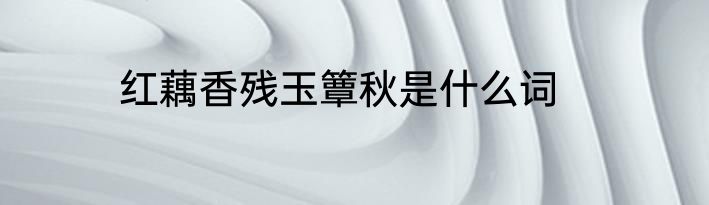 红藕香残玉簟秋是什么词