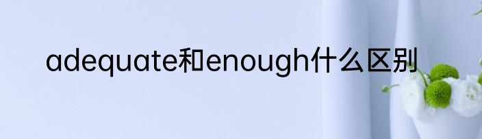 adequate和enough什么区别