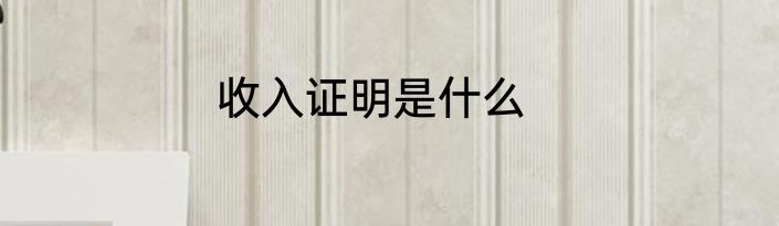 收入证明是什么