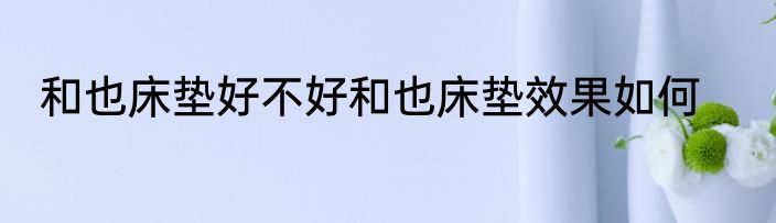 和也床垫好不好和也床垫效果如何