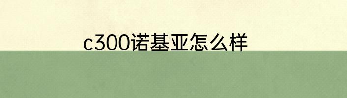 c300诺基亚怎么样