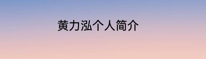 黄力泓个人简介
