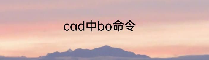cad中bo命令